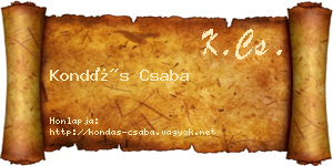 Kondás Csaba névjegykártya